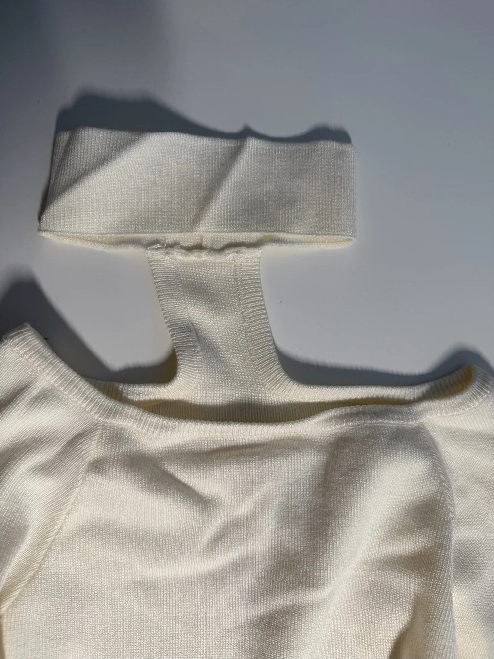 Women’s Ivory Square Neck Long Sleeve Top with Choker Detail